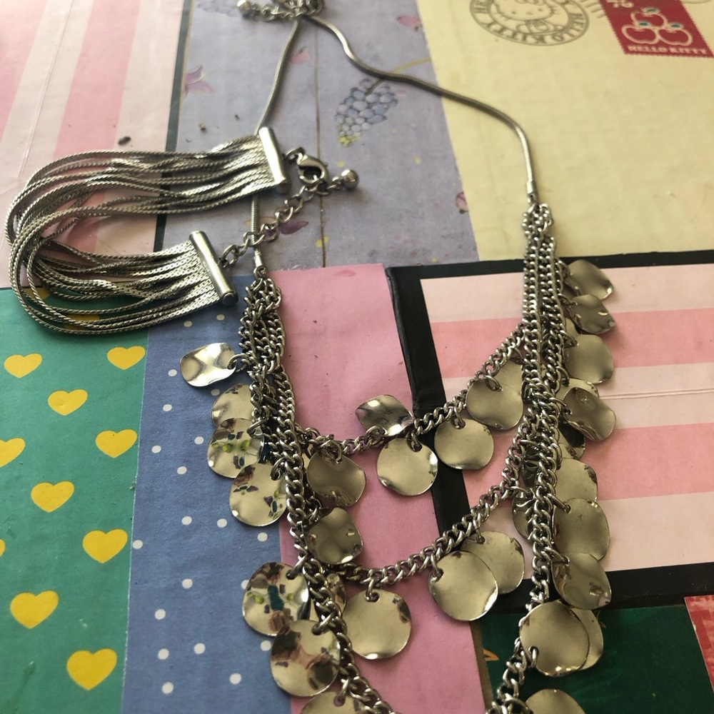 Silver Chain Fringe Necklace